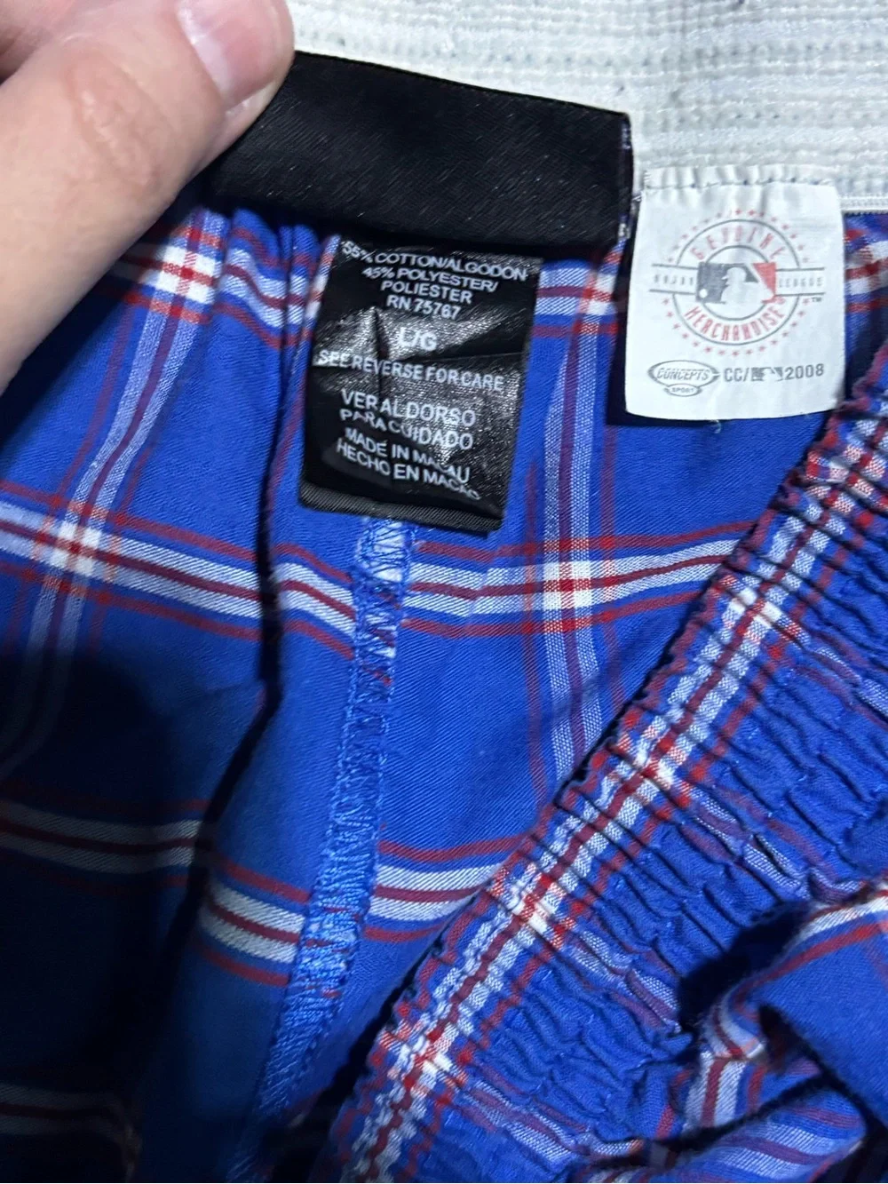 Men's Blue Plaid Boxer Shorts with Team Crest